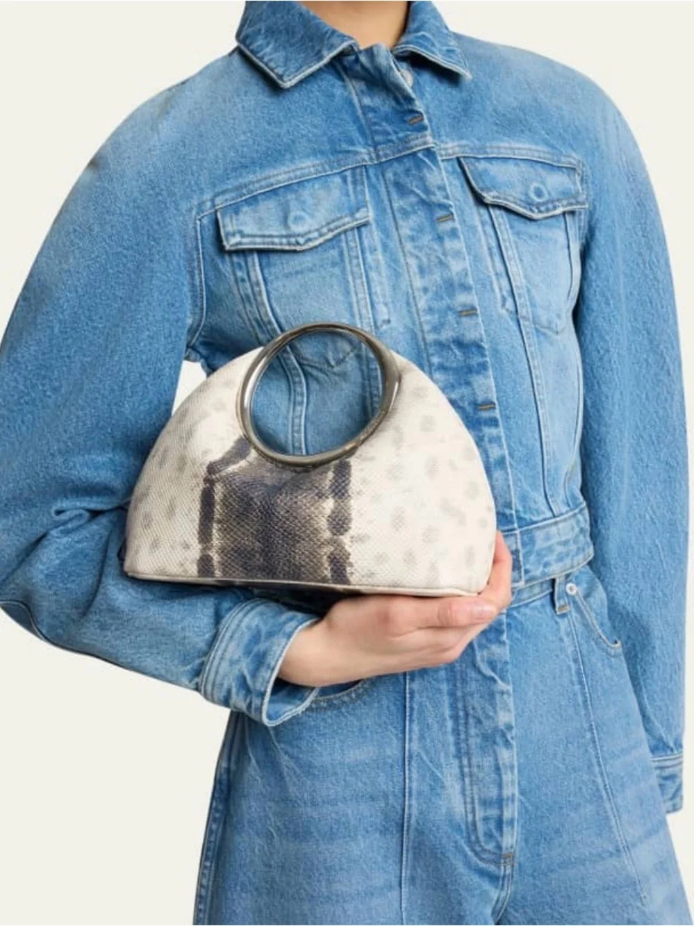 Jacquemus Le Petit Calino Snakeskin Embossed Leather Top Handle Bag NWT